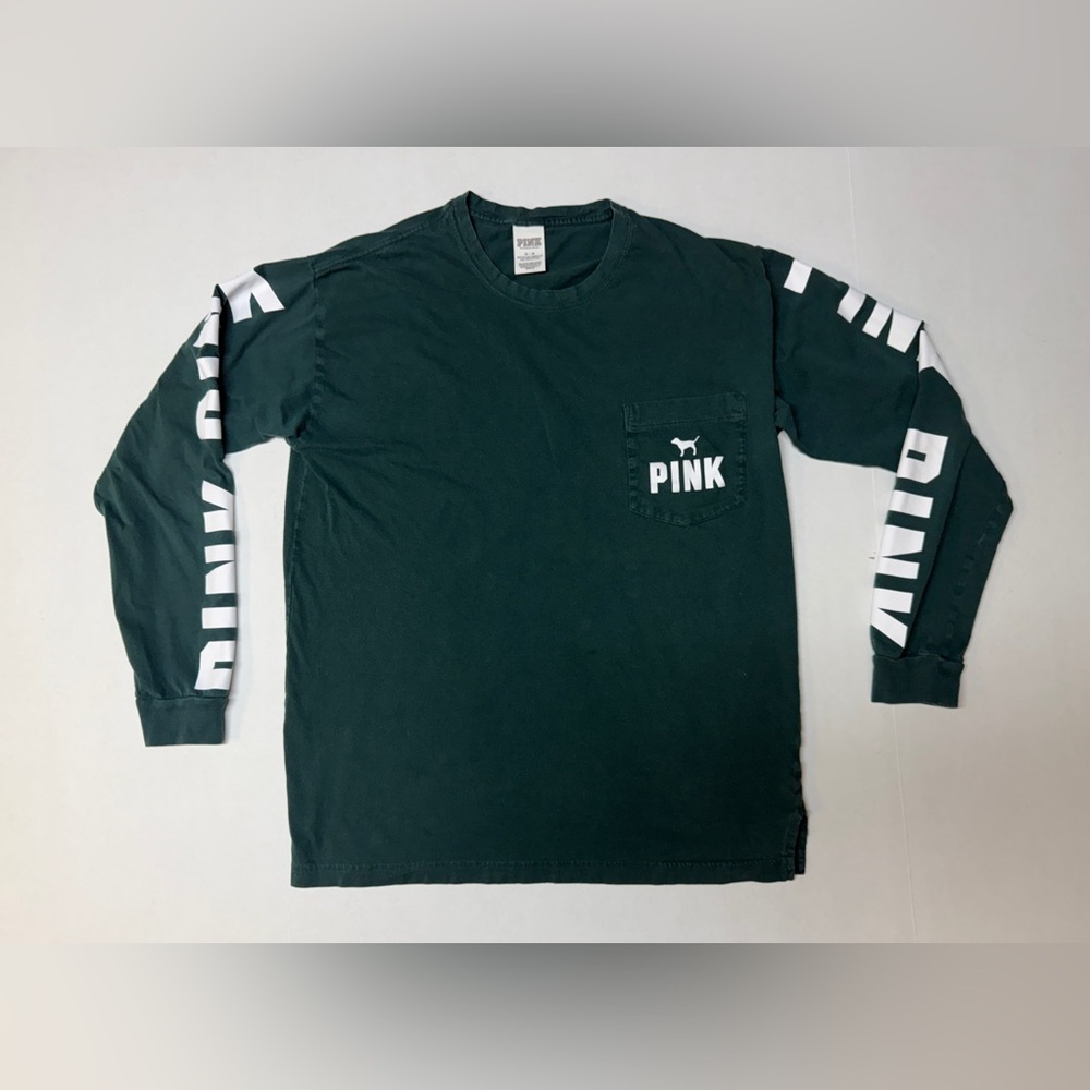Victoria’s Secret PINK Women’s Medium Dark Green Long Sleeve T-Shirt